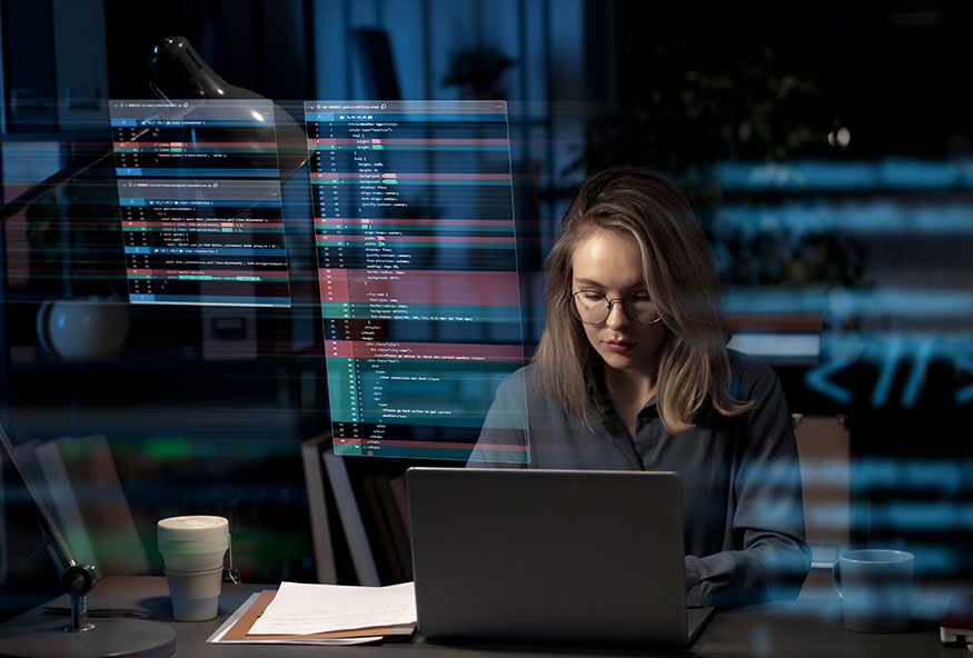 A Woman working on laptop